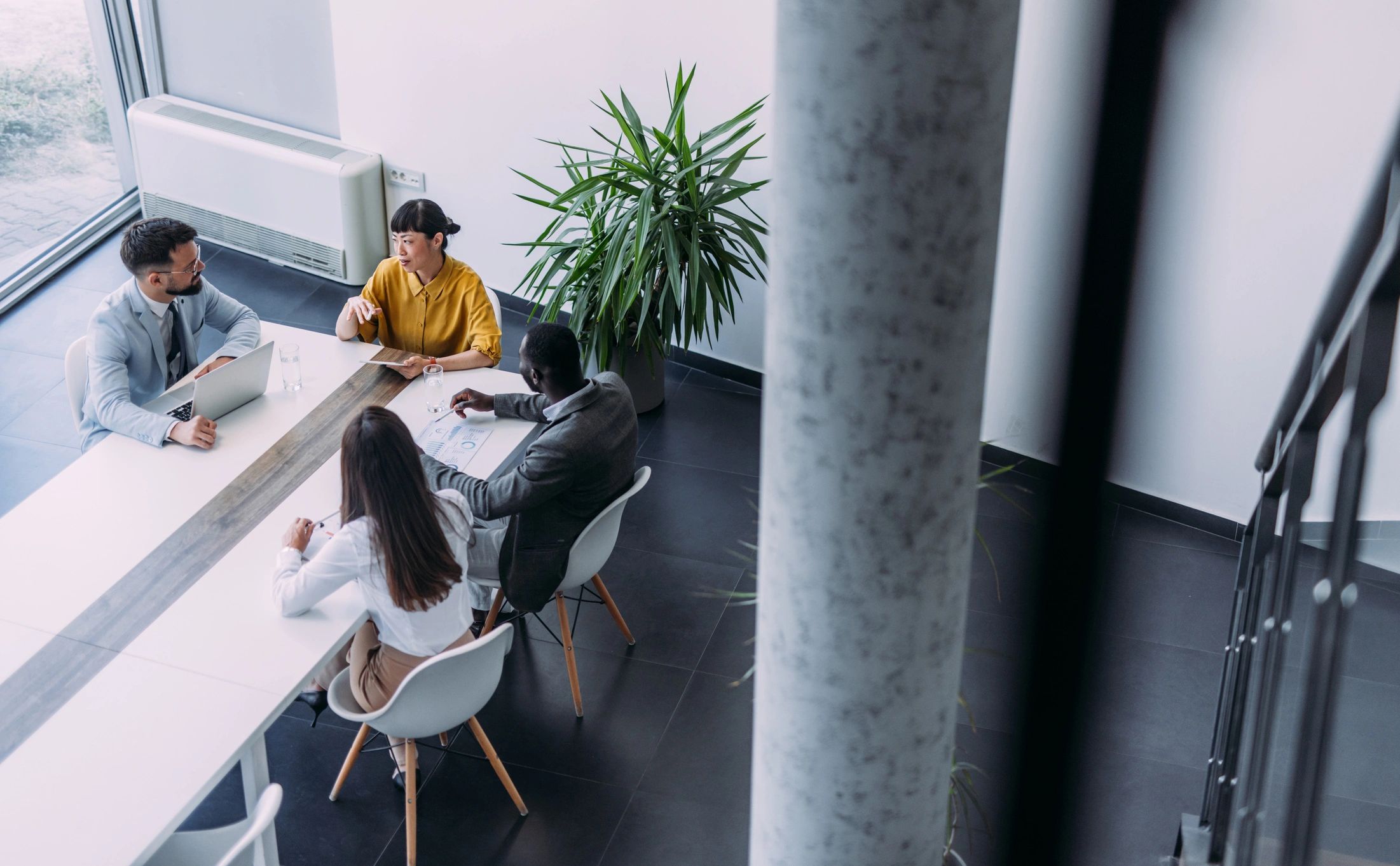 Business professionals collaborating during an office meeting